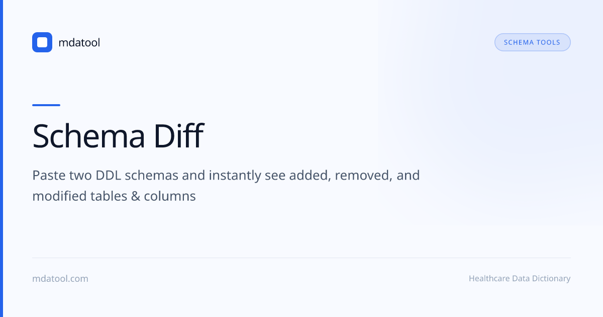 Free SQL Schema Diff — Compare DDL Schemas Instantly | mdatool