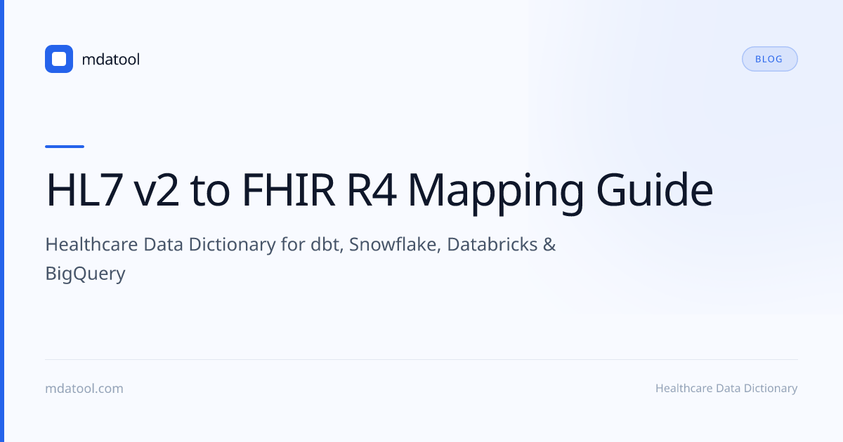 HL7 v2 to FHIR R4 Mapping Guide | mdatool