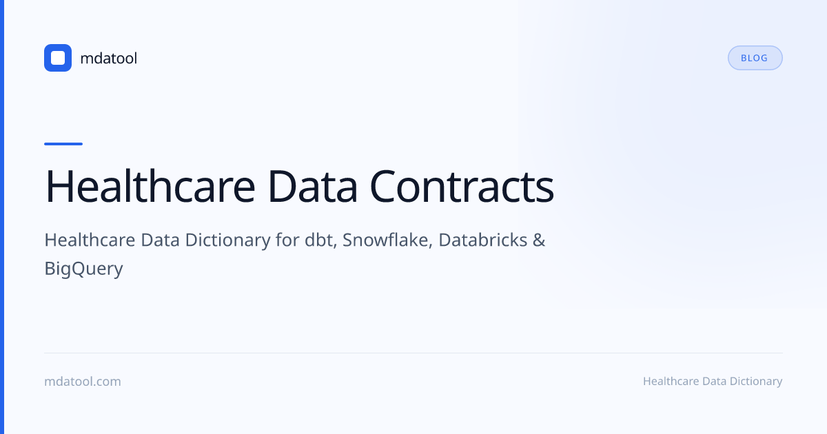 Healthcare Data Contracts | mdatool