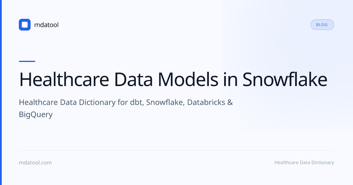 Healthcare Data Models in Snowflake | mdatool