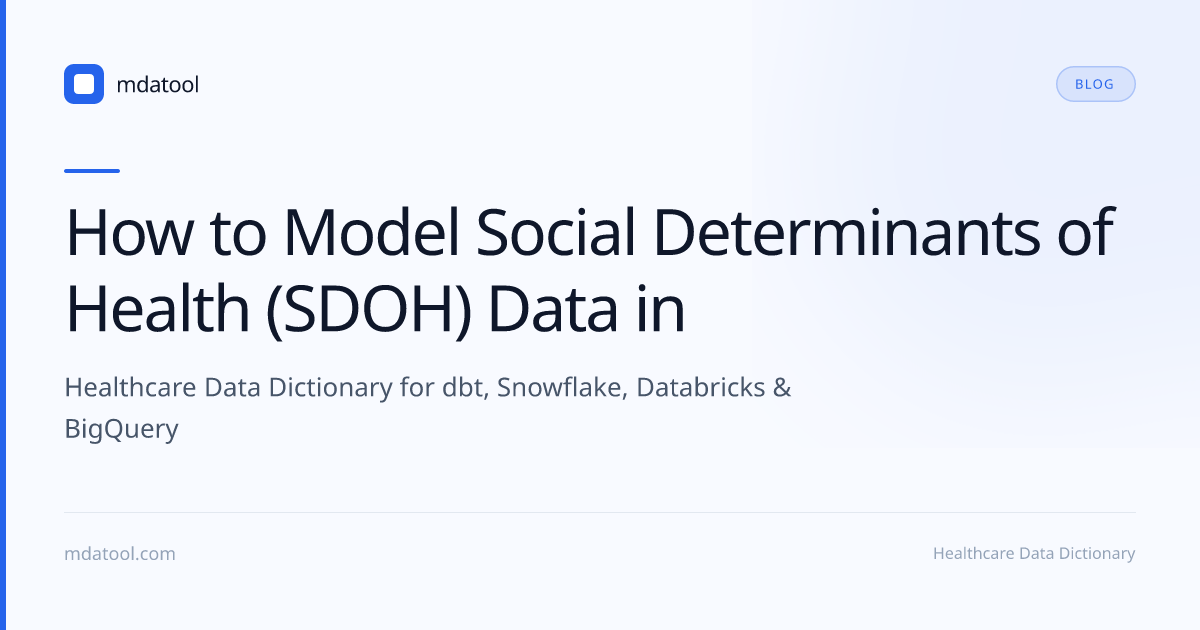 How to Model Social Determinants of Health (SDOH) Data in | mdatool