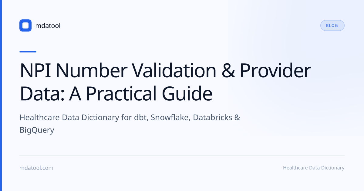 NPI Number Validation & Provider Data: A Practical Guide | mdatool