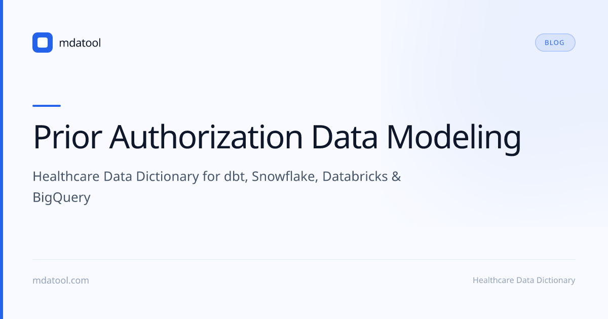 Prior Authorization Data Modeling | mdatool
